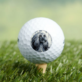 Grey Afghan Hound Portrait Golf Balls