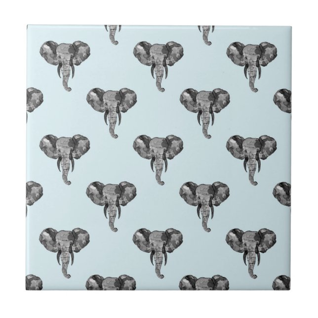 Grey African Elephant Pattern Tile (Front)