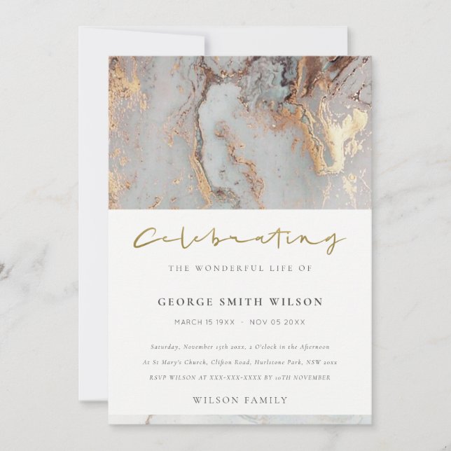 GREY AGATE CELEBRATING MEMORIAL SERVICE INVITE (Front)