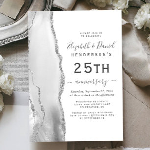 Grey Agate Silver 25th Anniversary Invitation