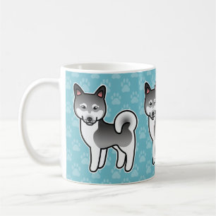 Grey Alaskan Klee Kai Dog Cartoon Illustration Coffee Mug