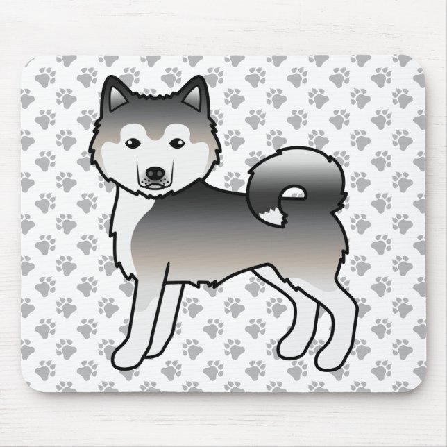 Grey Alaskan Malamute Cute Cartoon Dog Mouse Pad (Front)