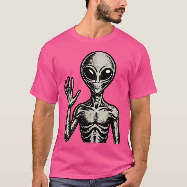 Grey Alien Hello T-Shirt (Front)
