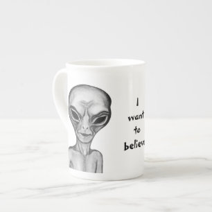 Grey Alien , I want to believe Bone China Mug