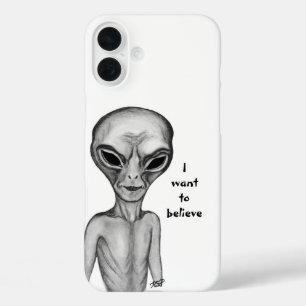 Grey Alien , I want to believe iPhone 16 Plus Case
