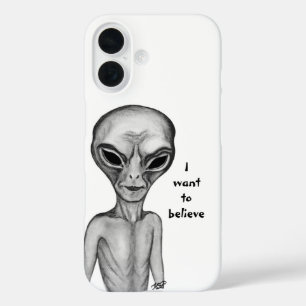 Grey Alien , I want to believe iPhone 16 Case