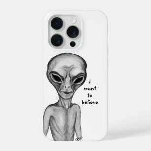 Grey Alien , I want to believe iPhone 15 Pro Case