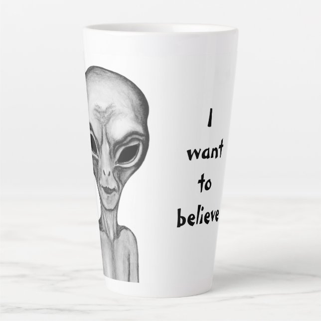 Grey Alien , I want to believe Latte Mug (Front)