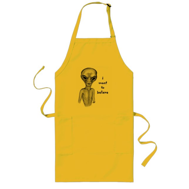 Grey Alien , I want to believe Long Apron (Front)