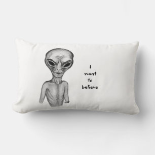 Grey Alien , I want to believe Lumbar Cushion