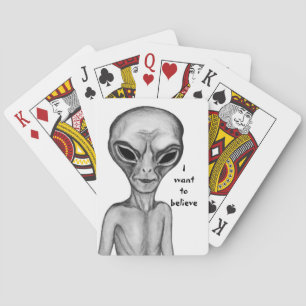 Grey Alien , I want to believe Playing Cards