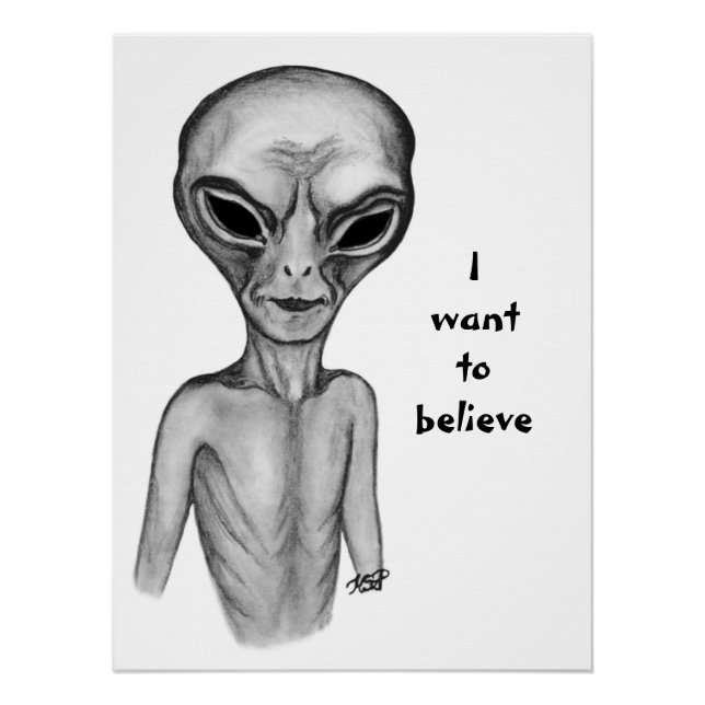 Grey Alien , I want to believe Poster (Front)