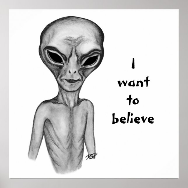 Grey Alien , I want to believe Poster (Front)