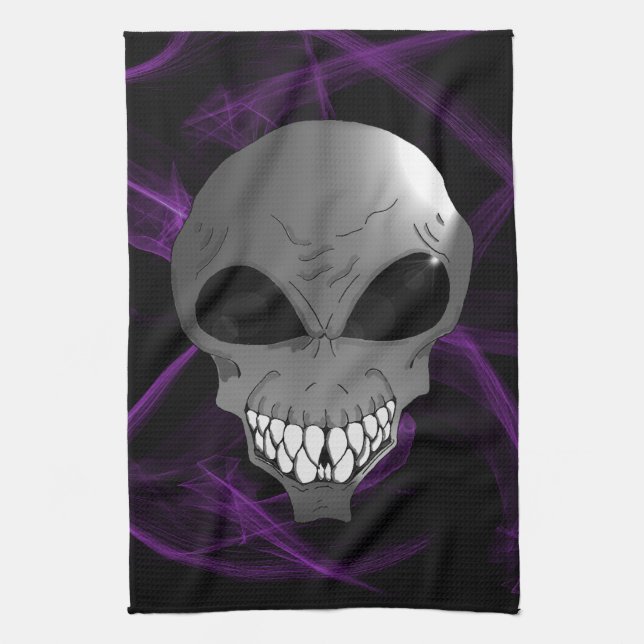 Grey alien Kitchen Towel (Vertical)