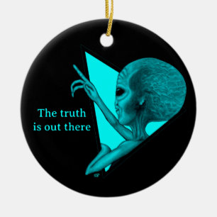 Grey Alien, the truth is out there Ceramic Tree Decoration