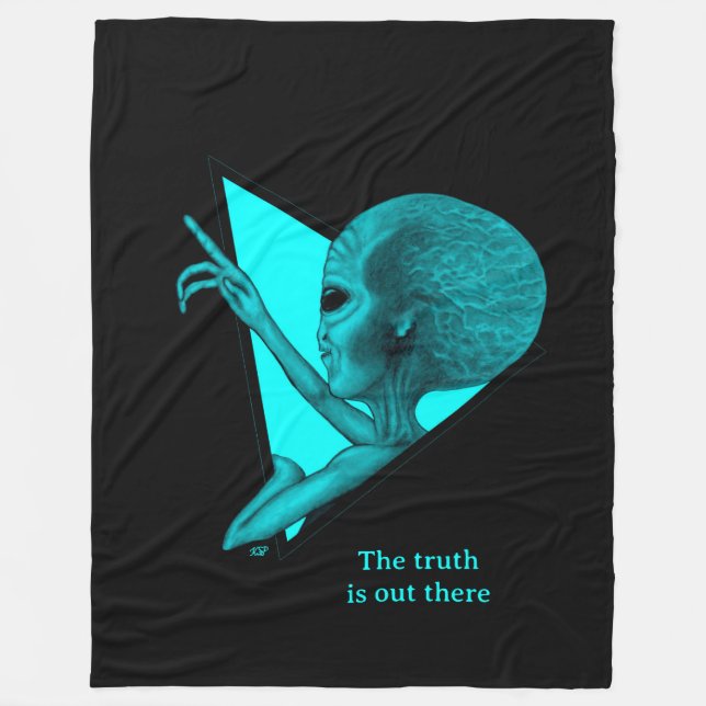 Grey Alien, the truth is out there Fleece Blanket (Front)