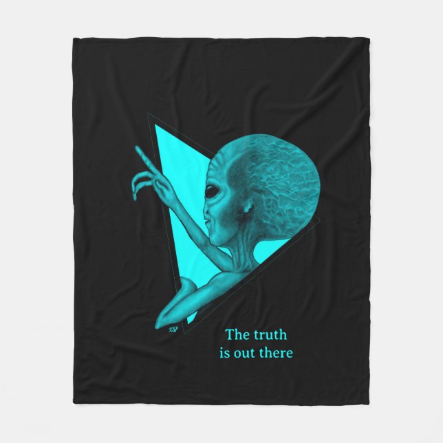 Grey Alien, the truth is out there Fleece Blanket (Front)