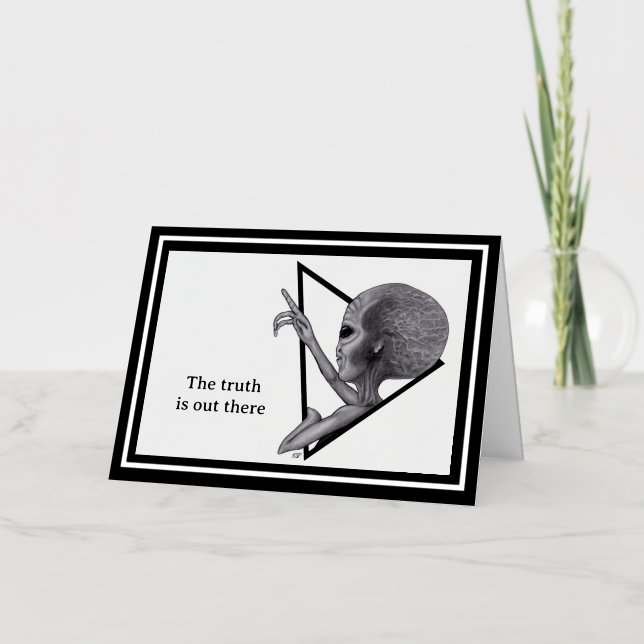 Grey Alien, the truth is out there Foil Greeting Card (Front)