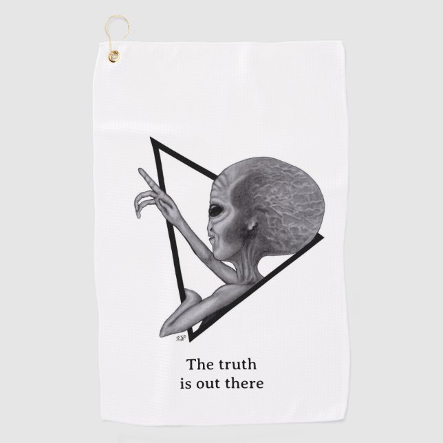 Grey Alien, the truth is out there Golf Towel (Front)
