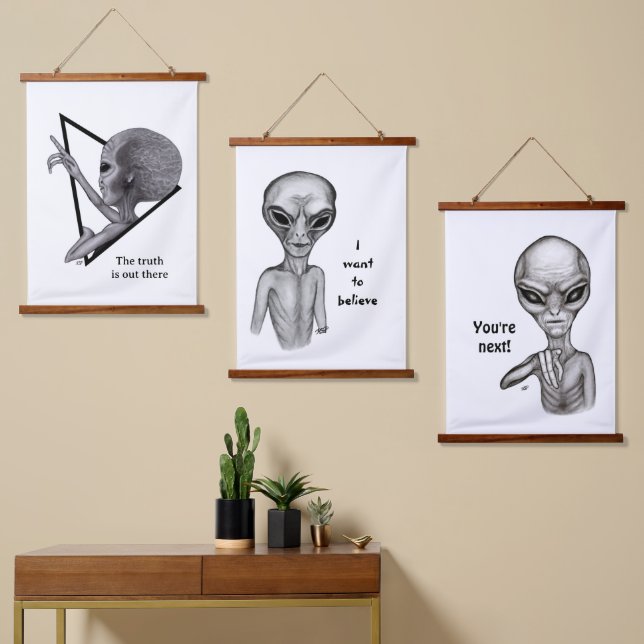 Grey Alien, the truth is out there Hanging Tapestry (Asymmetrical)