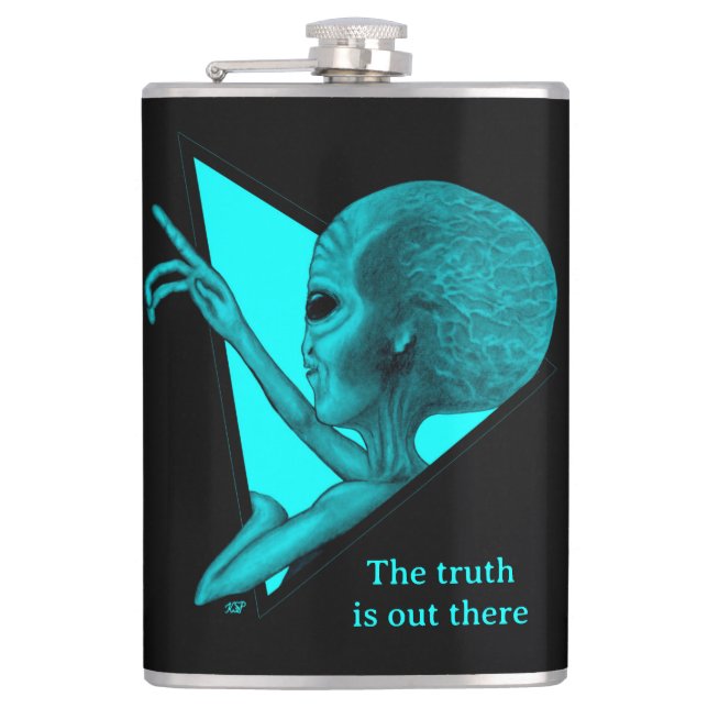 Grey Alien, the truth is out there Hip Flask (Front)
