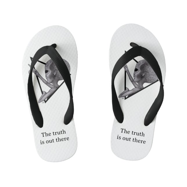 Grey Alien, the truth is out there Kid's Jandals (Footbed)