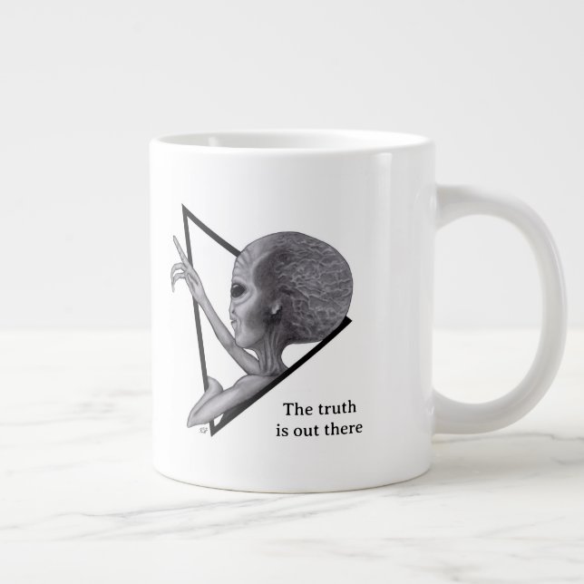Grey Alien, the truth is out there Large Coffee Mug (Right)