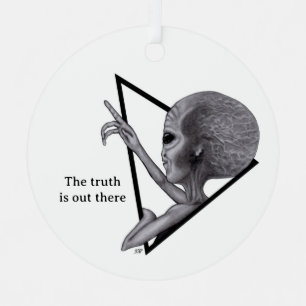 Grey Alien, the truth is out there Metal Tree Decoration