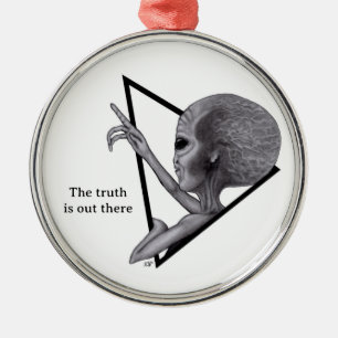 Grey Alien, the truth is out there Metal Tree Decoration