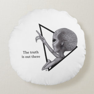 Grey Alien, the truth is out there Round Cushion
