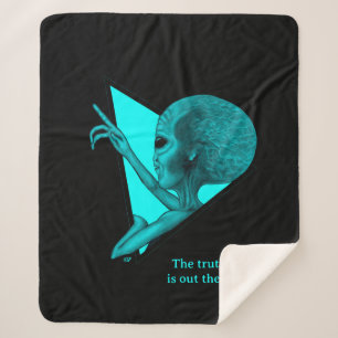 Grey Alien, the truth is out there Sherpa Blanket