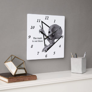Grey Alien, the truth is out there Square Wall Clock