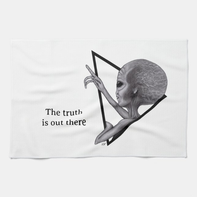 Grey Alien, the truth is out there Tea Towel (Horizontal)