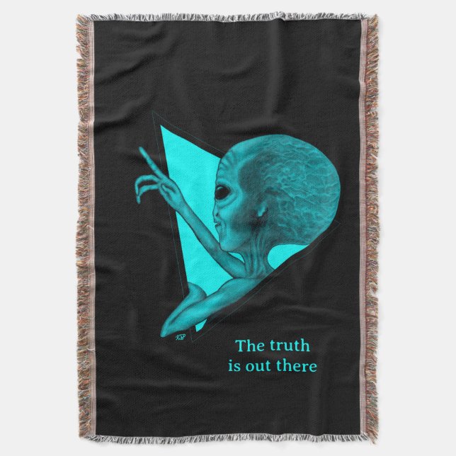 Grey Alien, the truth is out there Throw Blanket (Front Vertical)