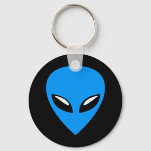 Grey Alien UFO Blue Key Ring