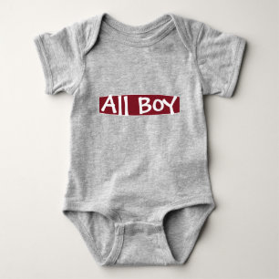 Grey All Boy With Burgundy Baby Bodysuit