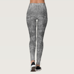 Grey Alligator Leather  Leggings