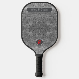 Grey Alligator Leather Scales Custom Monogram Pickleball Paddle