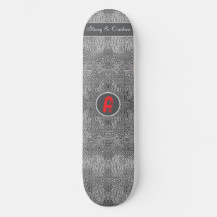 Grey Alligator Leather Scales Custom Monogram  Skateboard