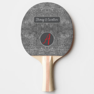 Grey Alligator Leather Scales Reptile Monogram Ping Pong Paddle