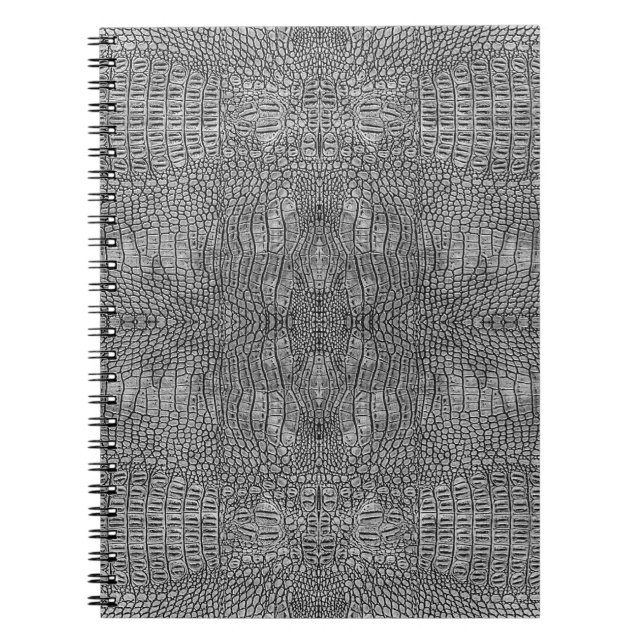 Grey Alligator Leather Scales Reptile Pattern Notebook (Front)
