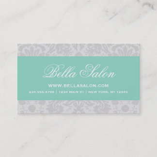 Grey and Aqua Elegant Vintage Damask Business Card
