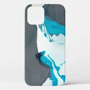 grey and aqua marble design iPhone 12 case