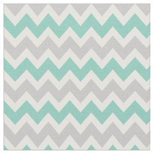 Grey and Aqua Modern Chevron Fabric