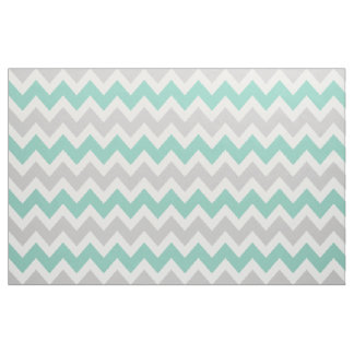 Grey and Aqua Modern Chevron Large Scale Fabric