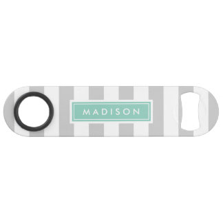 Grey and Aqua Preppy Stripes Monogram