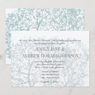 Grey and Aqua Tree Weddings Personalised Invite
