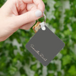 Grey and Beige personalised Key Ring<br><div class="desc">Custom-Name personalised keychains with elegant grey background and Beige Name.</div>