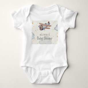 Grey And Beige Watercolor Baby Shower Bodysuit