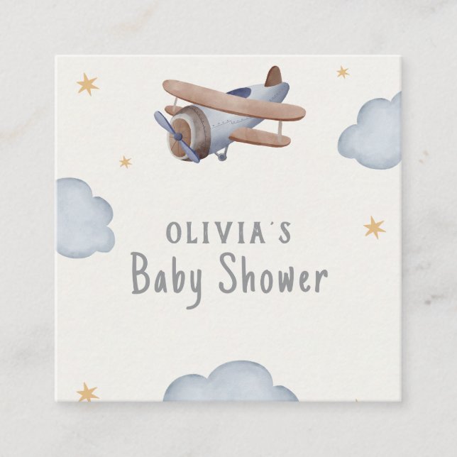 Grey And Beige Watercolor Baby Shower Enclosure Card (Front)